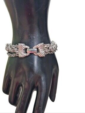 Vintage Goldette NY Silver Tone Multi Strand Rope Chain Statement Bracelet